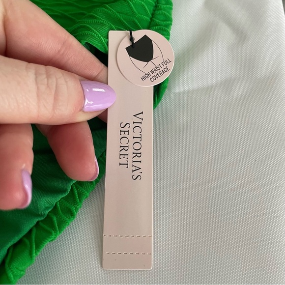 Victoria's Secret Women's High Full Coverage Bikini Bottom Jade Green Small NWT - Picture 2 of 5